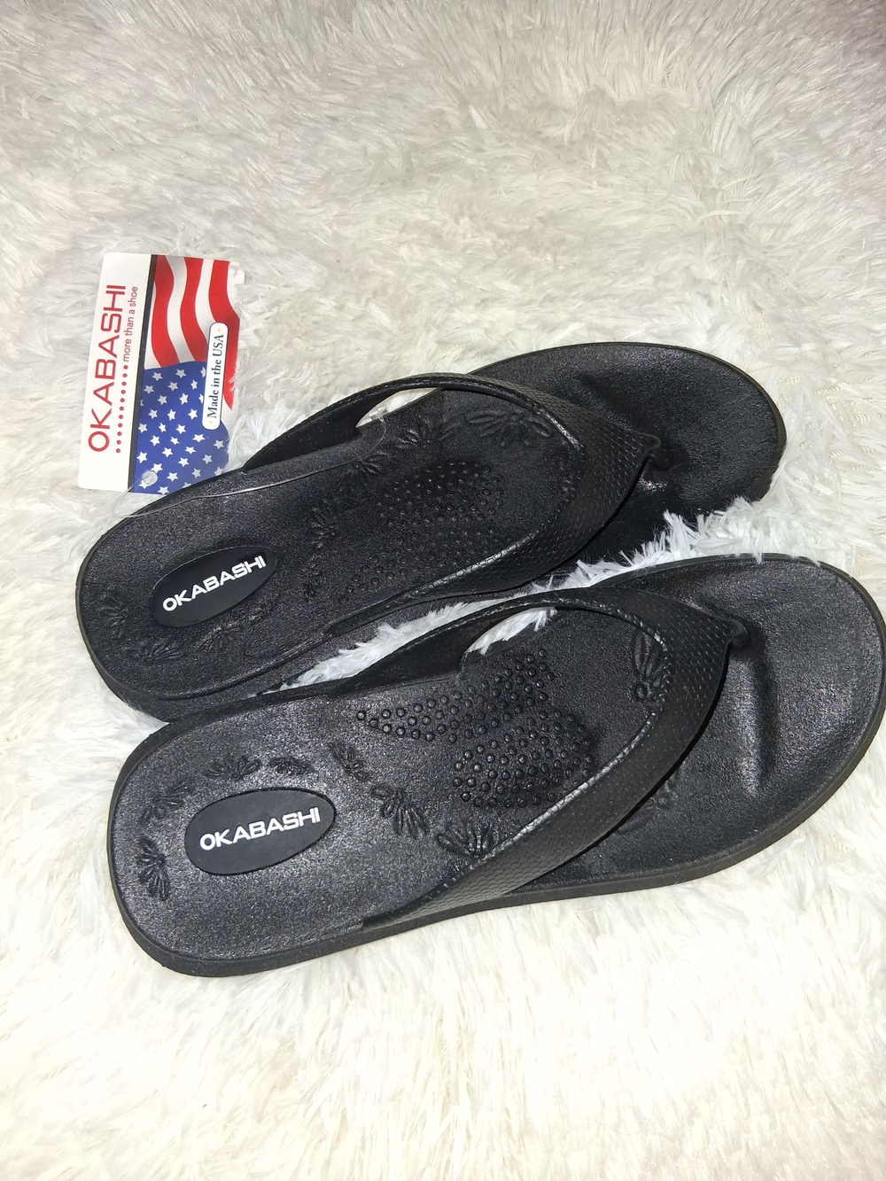 Okabashi Black Women's Foam Flip Sandals Size 8